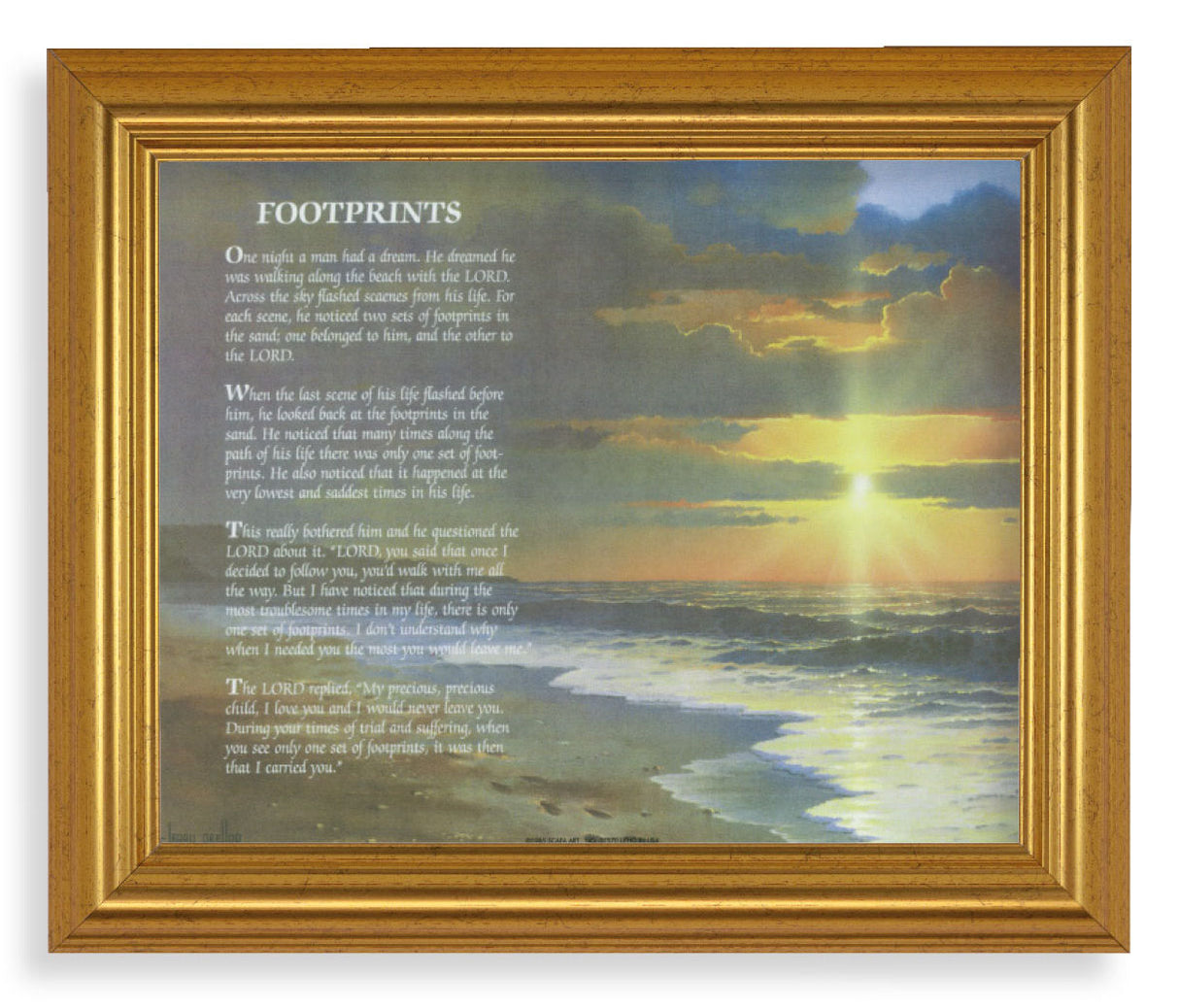 Footprints Landscape 8x10 Framed Print Under Glass