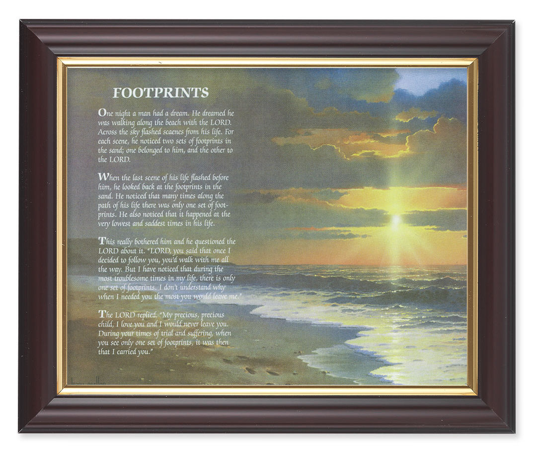 Footprints Landscape 8x10 Framed Print Under Glass