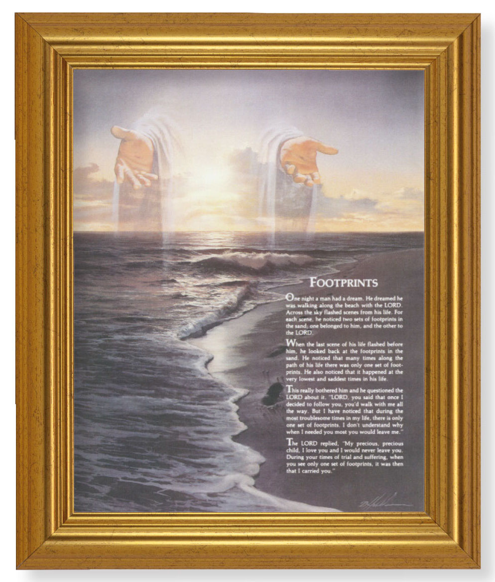 Footprints Poem with Christ 8x10 Framed Print Under Glass