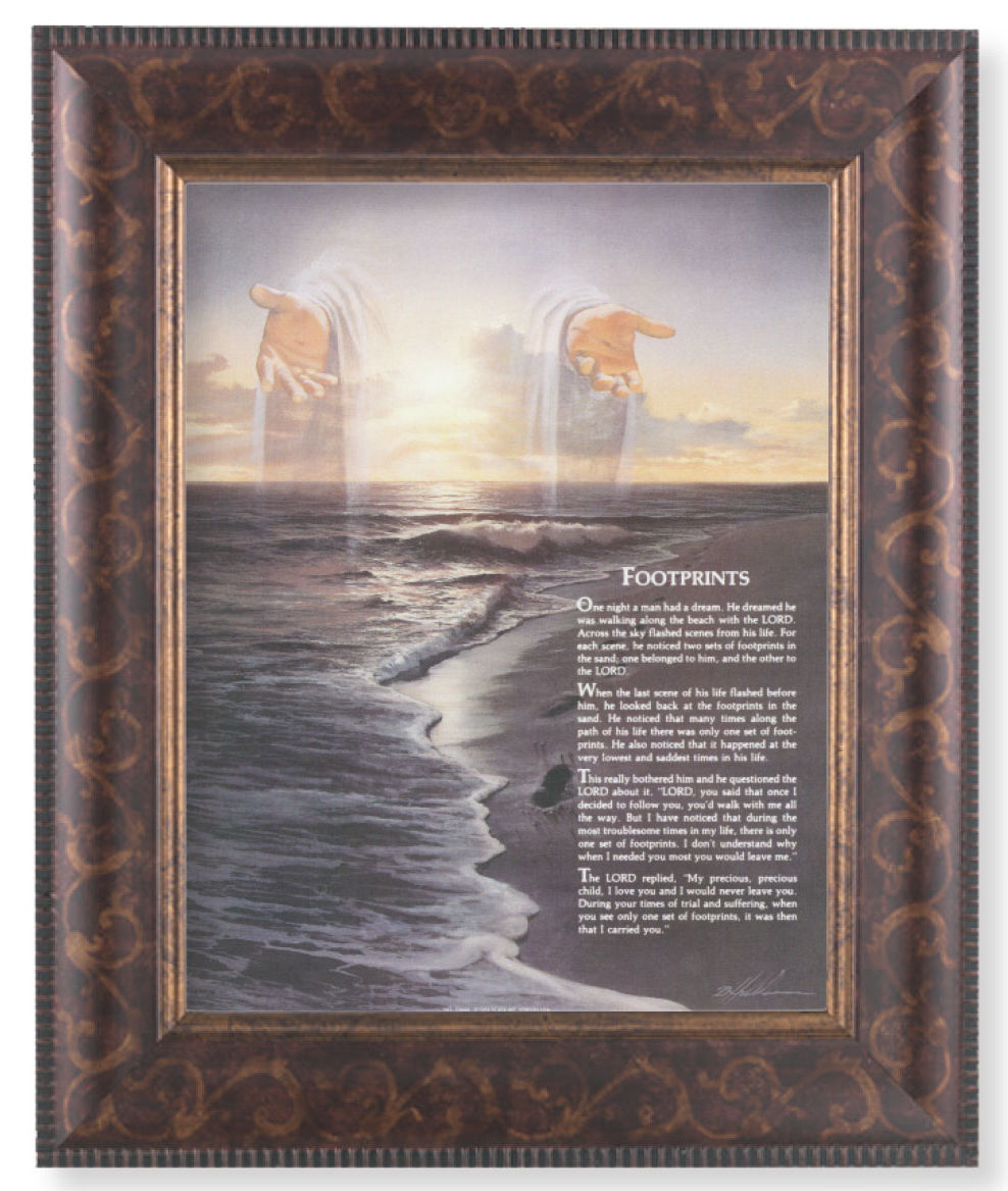Footprints Poem with Christ 8x10 Framed Print Under Glass