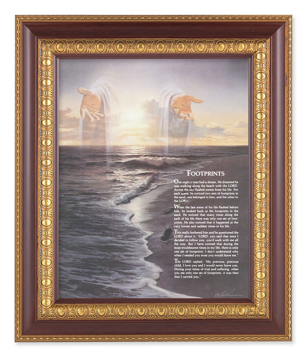 Footprints Poem with Christ 8x10 Framed Print Under Glass