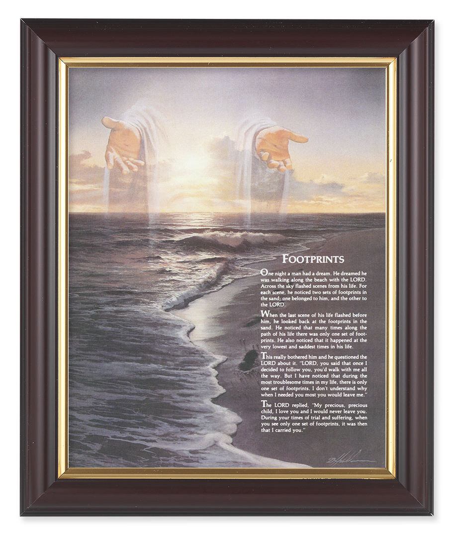 Footprints Poem with Christ 8x10 Framed Print Under Glass