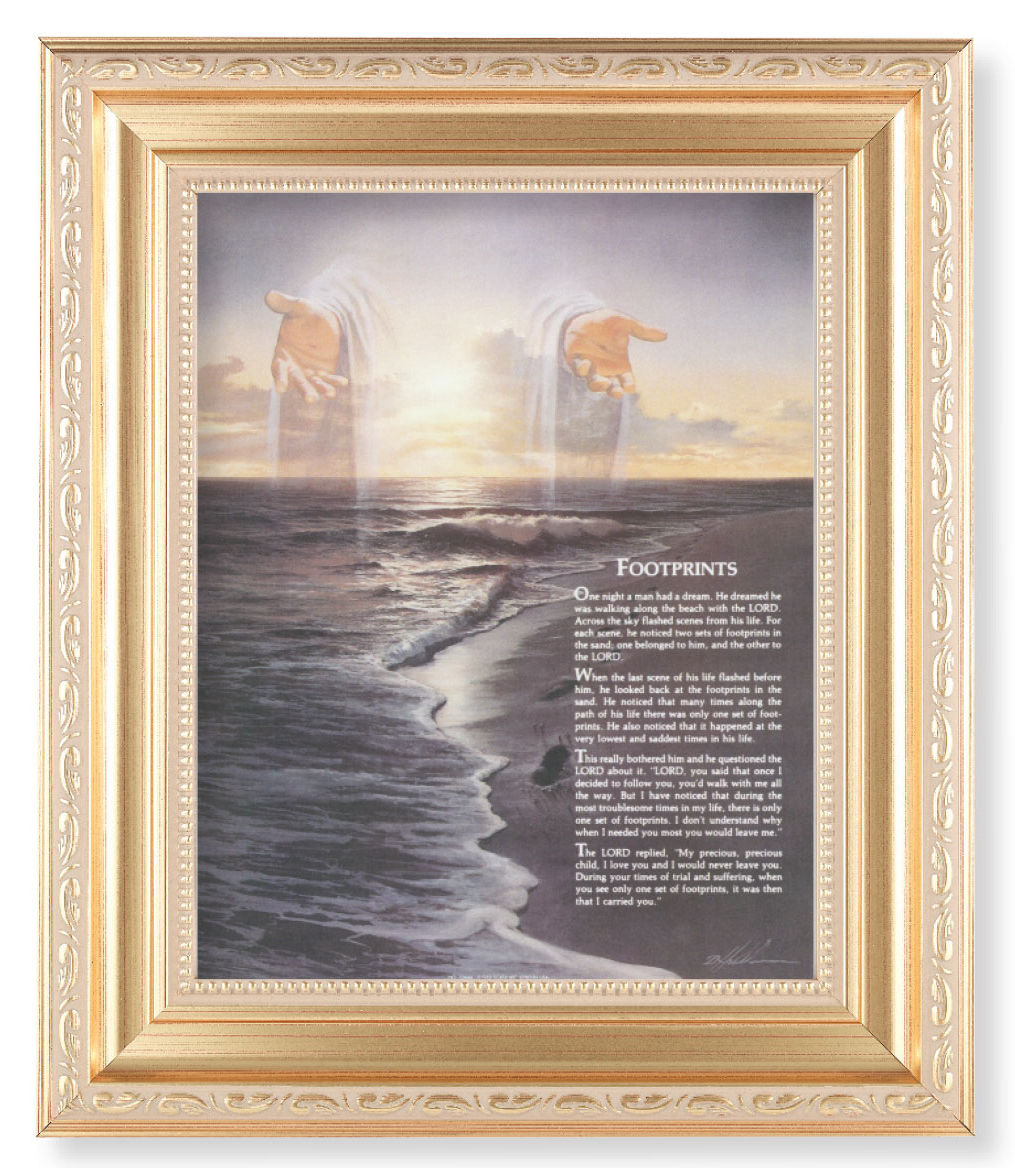 Footprints Poem with Christ 8x10 Framed Print Under Glass