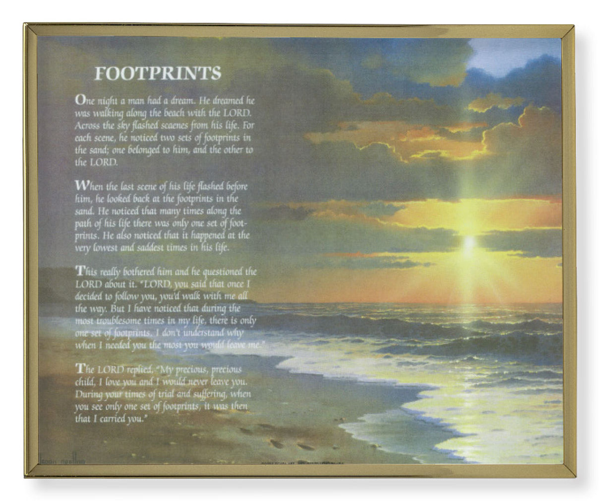 Footprints Poem Plaques Gold Frame 8x10 Plaque