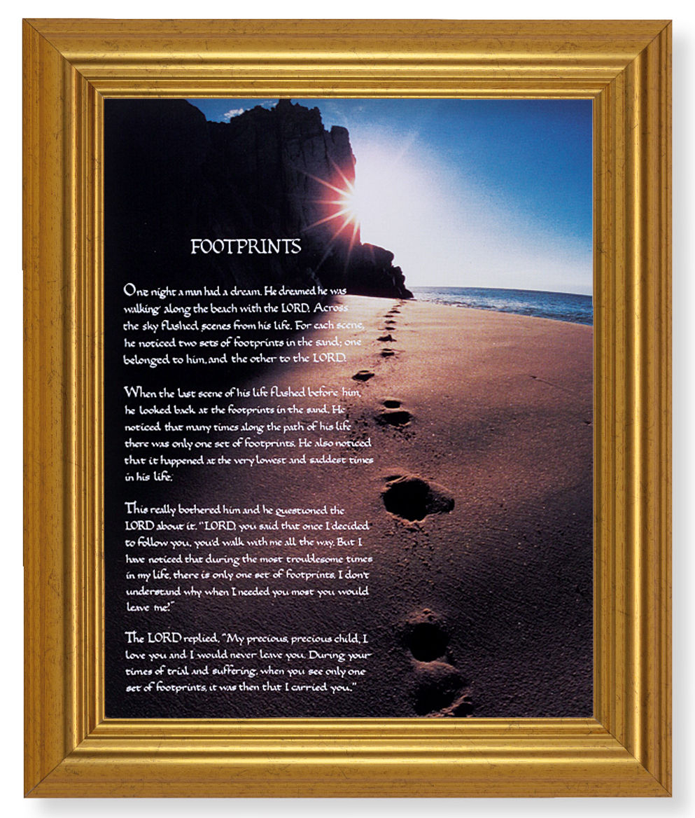 Footprints Prayer 8x10 Framed Print Under Glass