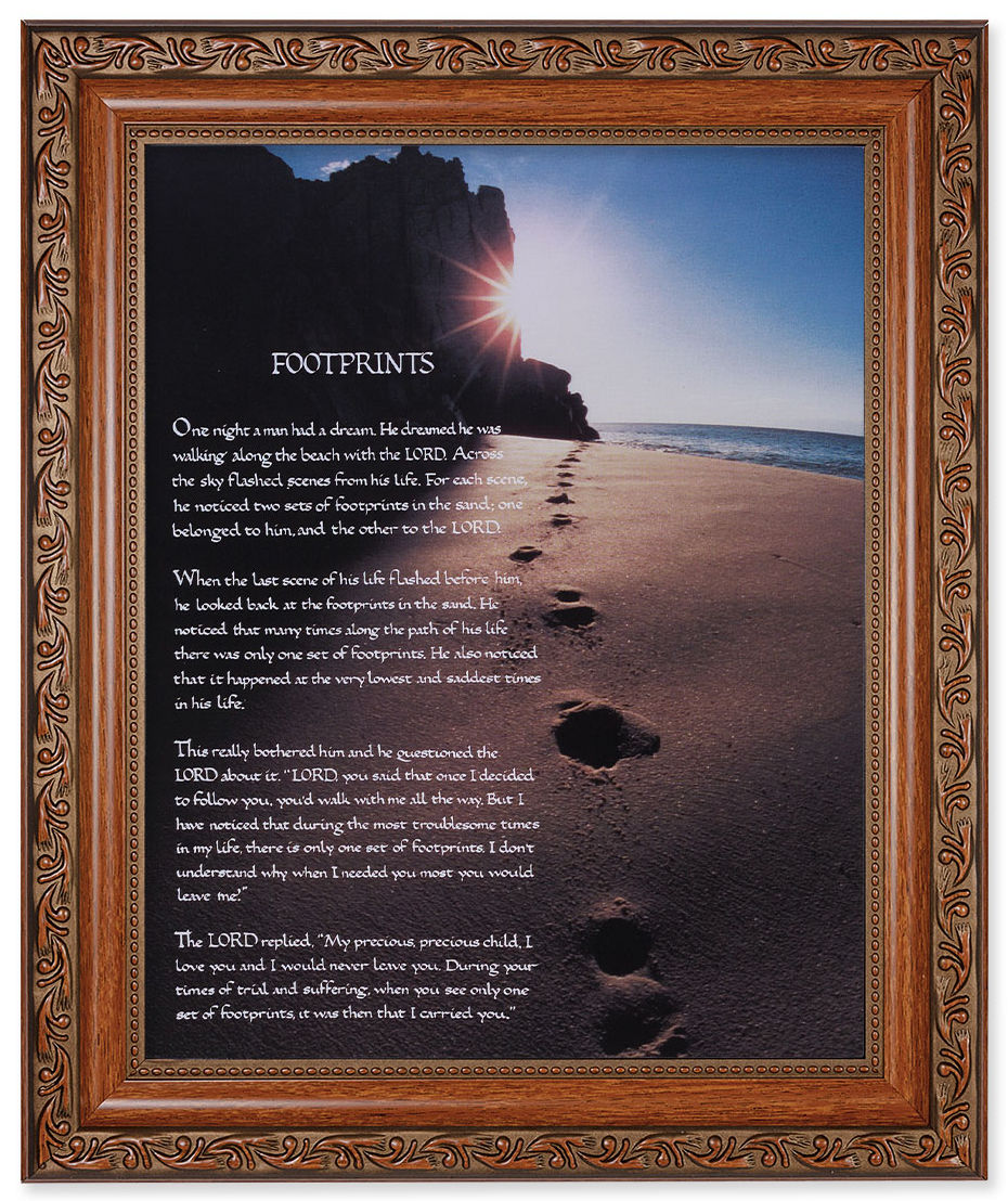 Footprints Prayer 8x10 Framed Print Under Glass