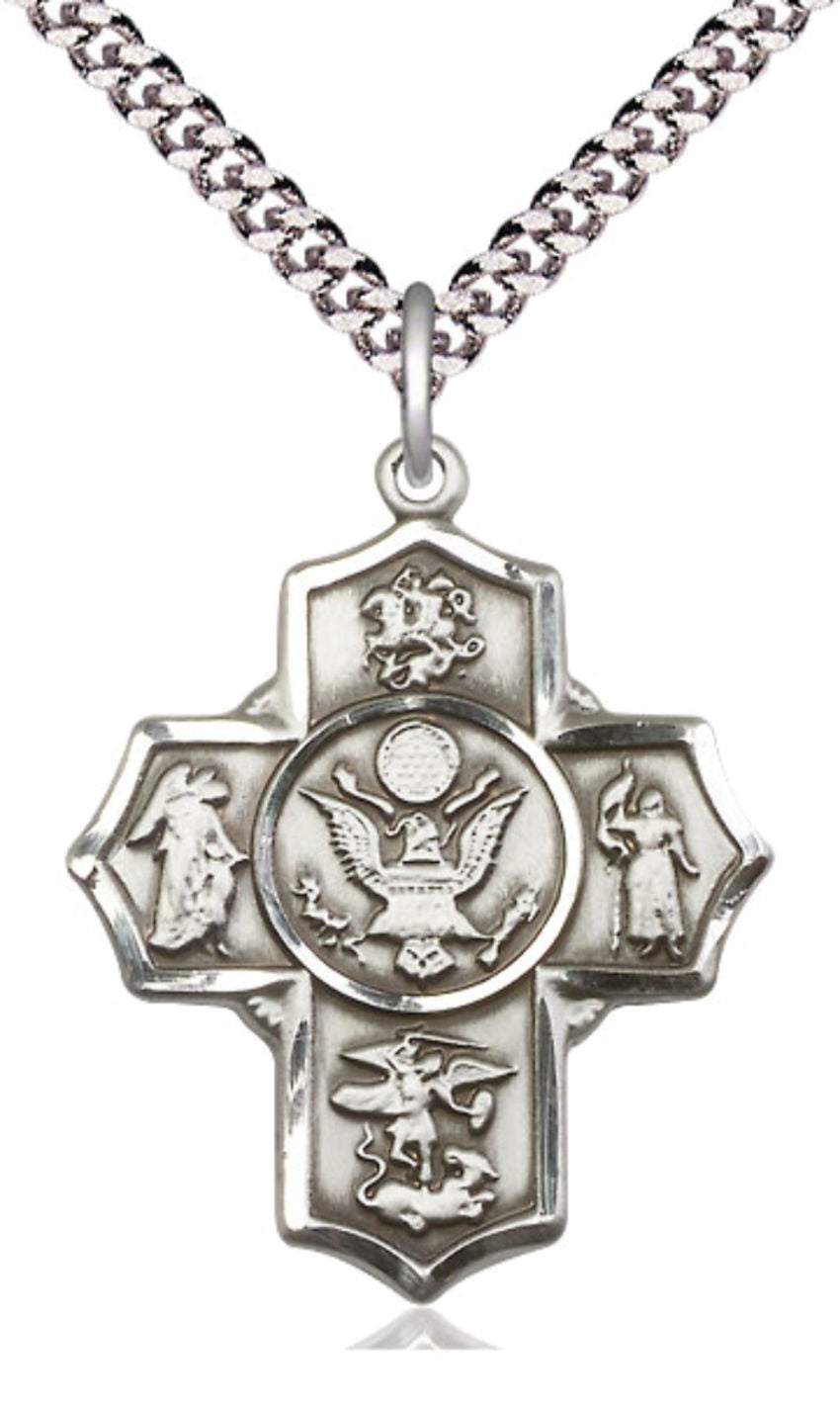 Five Way Cross Army Necklace