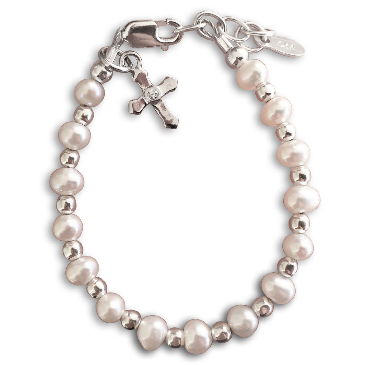 Baptism Bracelet Elegant Pearls Beads and Cross