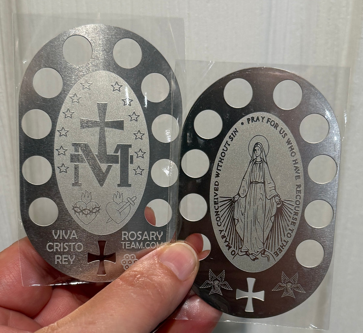 Miraculous Medal One-Decade Rosary Card, Stainless Steel