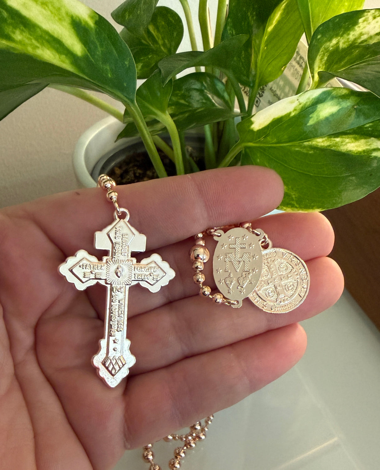 St. Benedict Copper Plated Battle Rosary