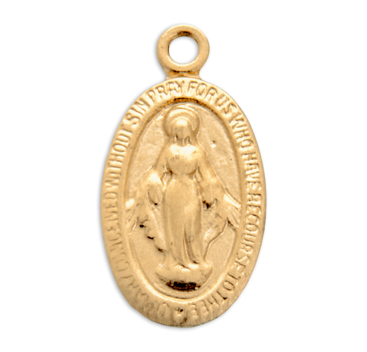 Oval Miraculous Medal Necklace, Gold Over Sterling Silver