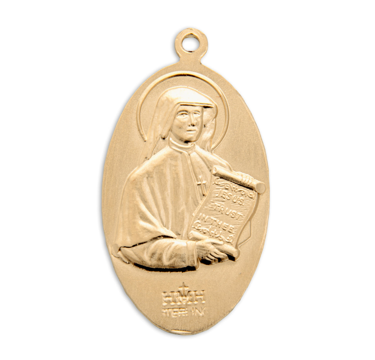 Large Divine Mercy Medal Necklace, Gold Over Sterling Silver