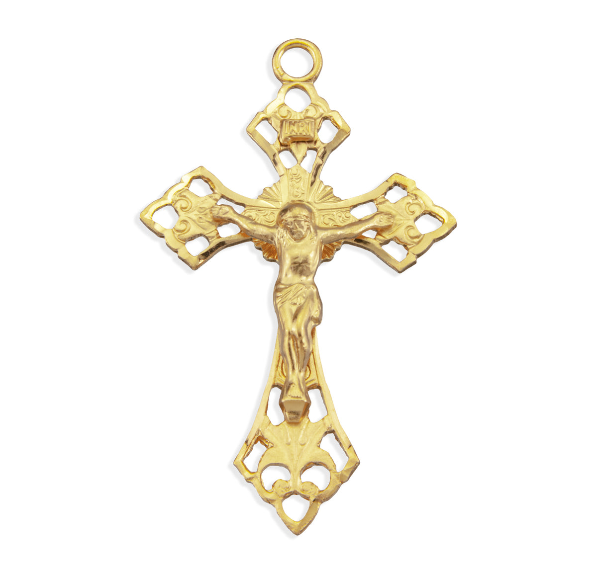 Pierced Crucifix Necklace with Angled Tips, Gold Over Sterling Silver