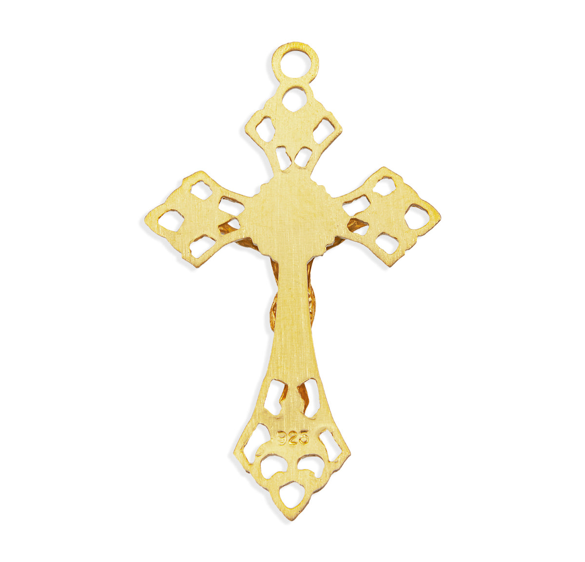 Pierced Crucifix Necklace with Angled Tips, Gold Over Sterling Silver