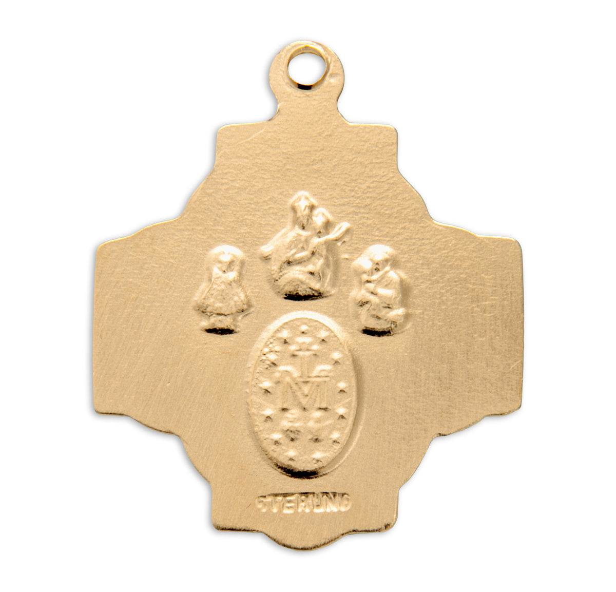Heavy Medium Four-Way Medal Necklace, Gold Over Sterling Silver