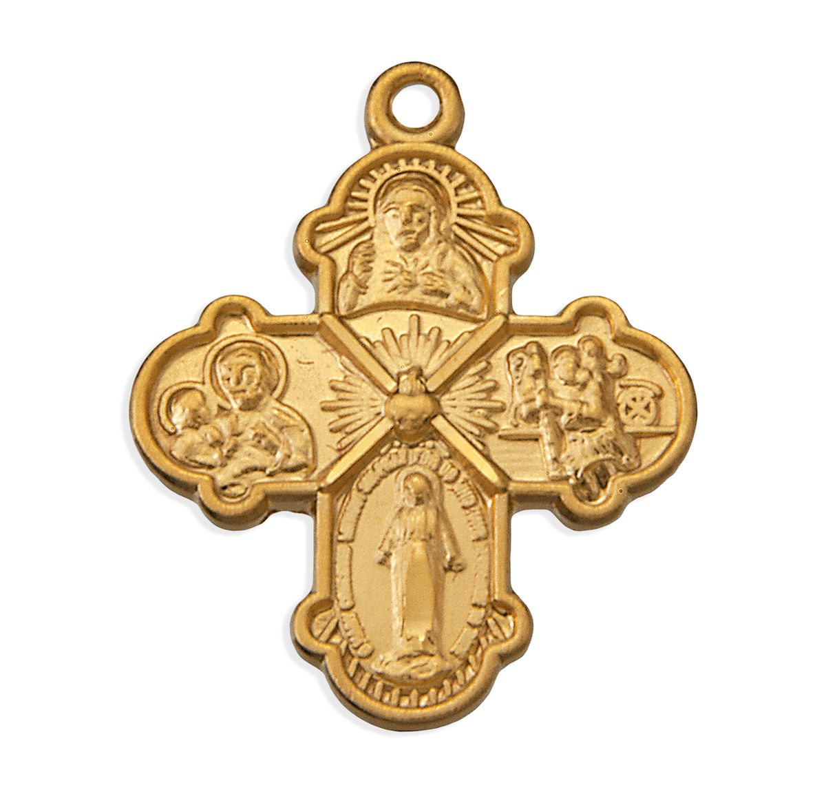 Child's Small Four-Way Medal Necklace, Gold Over Sterling Silver