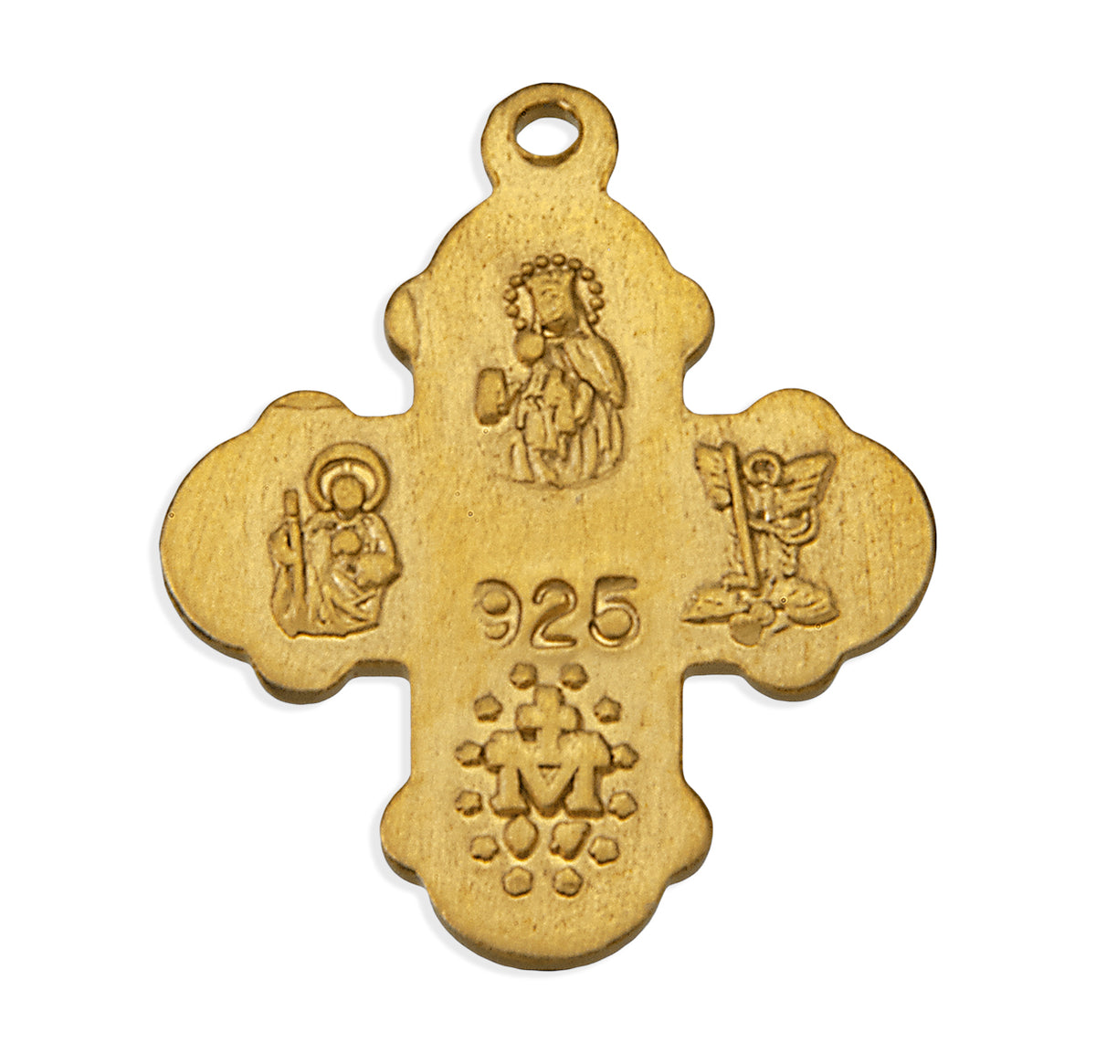 Child's Small Four-Way Medal Necklace, Gold Over Sterling Silver