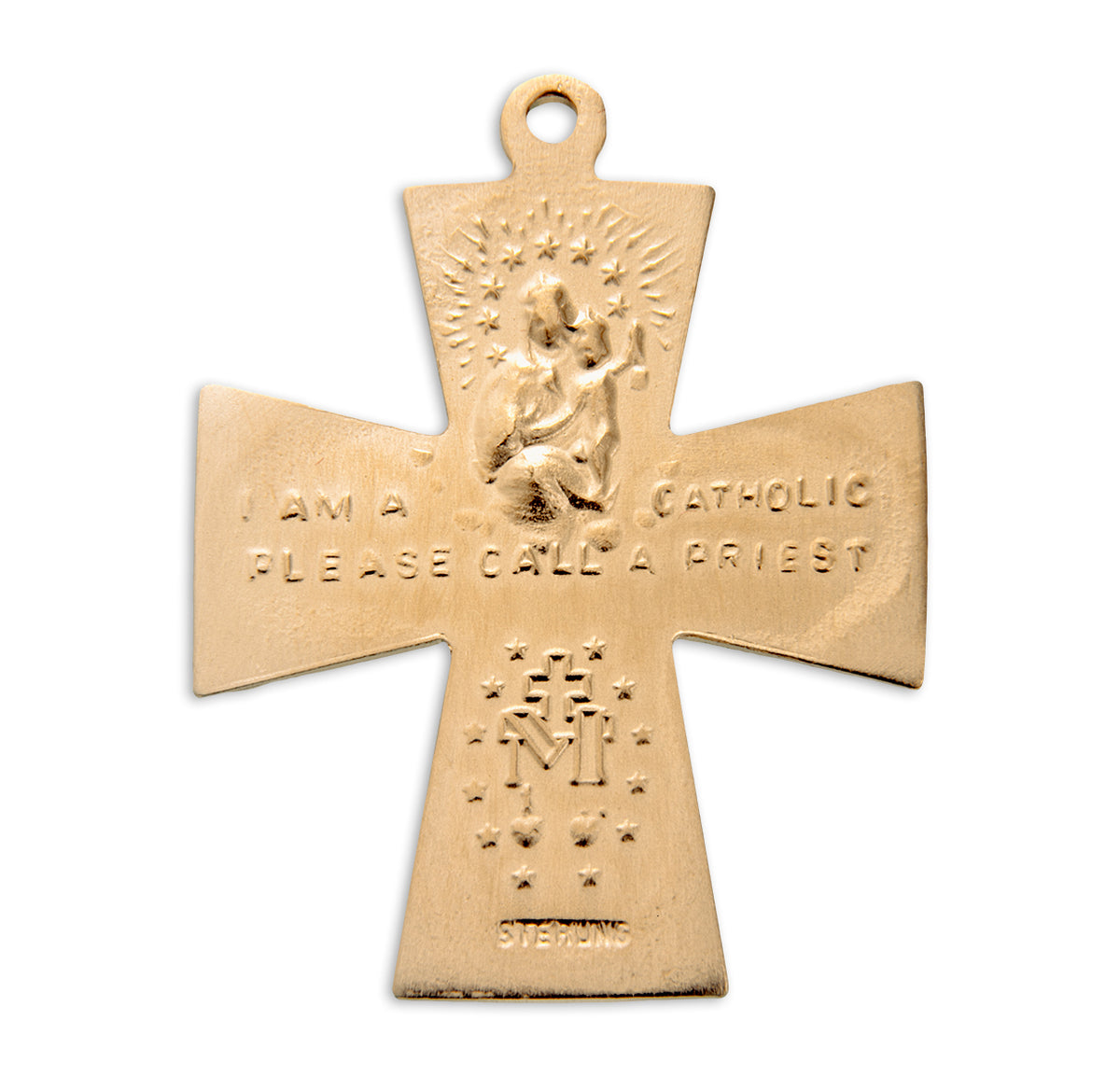 Heavy Large Four-Way Medal Necklace, Gold Over Sterling Silver