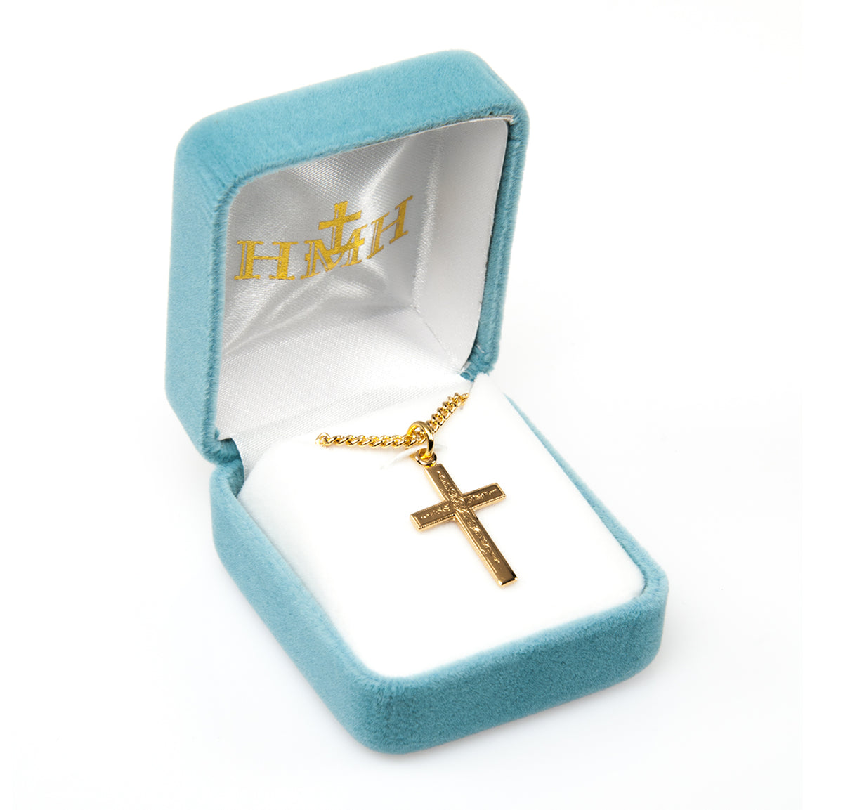 Vine Cross Necklace, Gold Over Sterling Silver