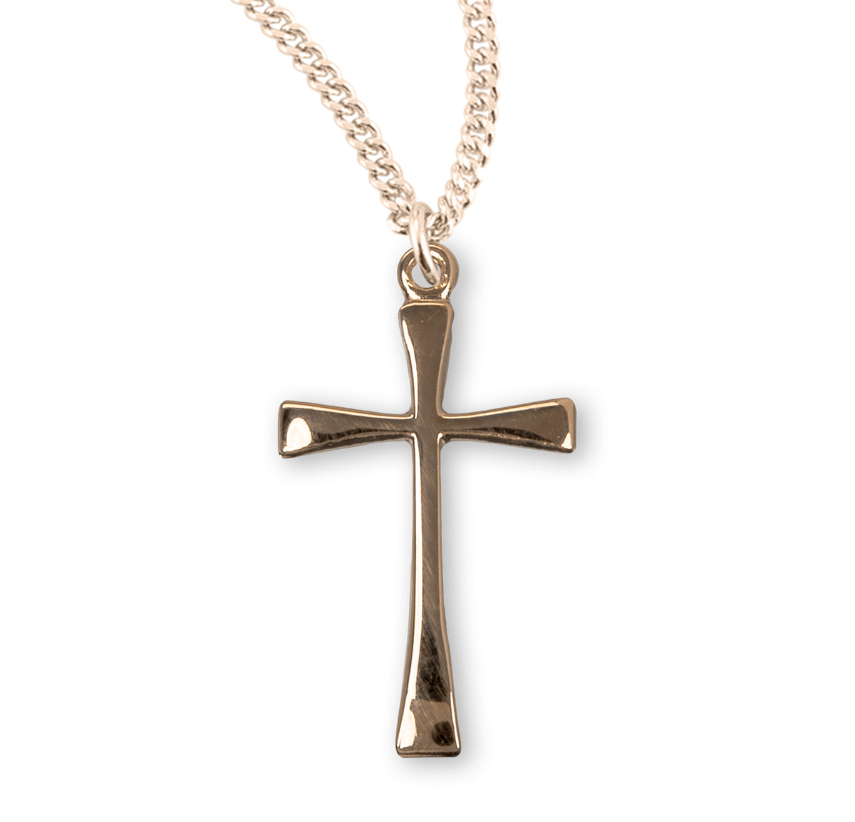 Tapered Cross Necklace, Gold Over Sterling Silver