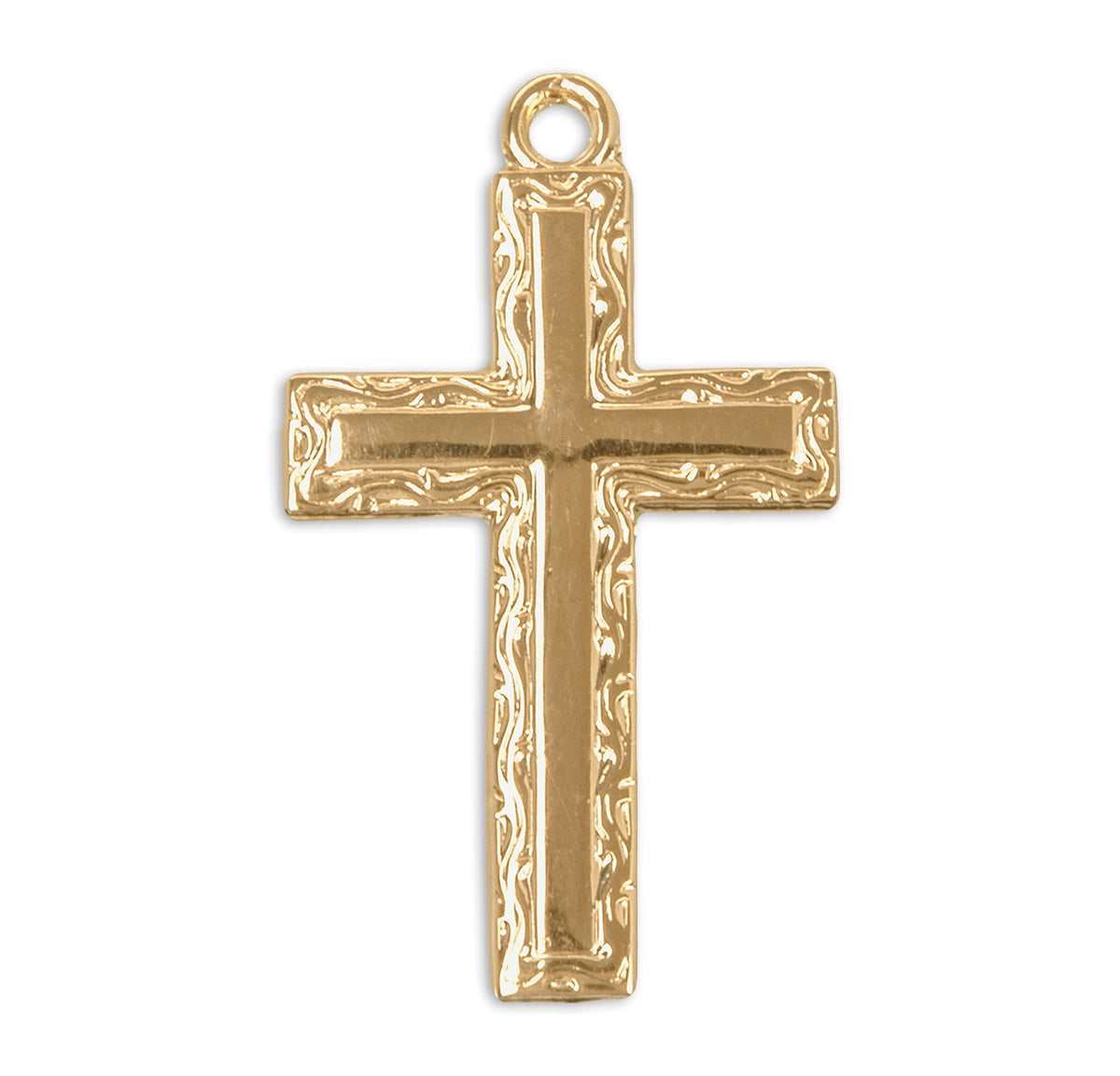 Detailed Cross Necklace, Gold Over Sterling Silver