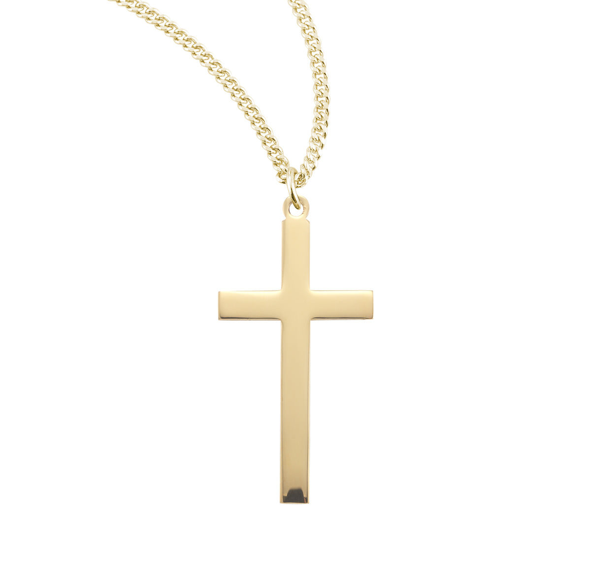 Extra Large High Polish Cross Necklace, Gold Over Sterling Silver