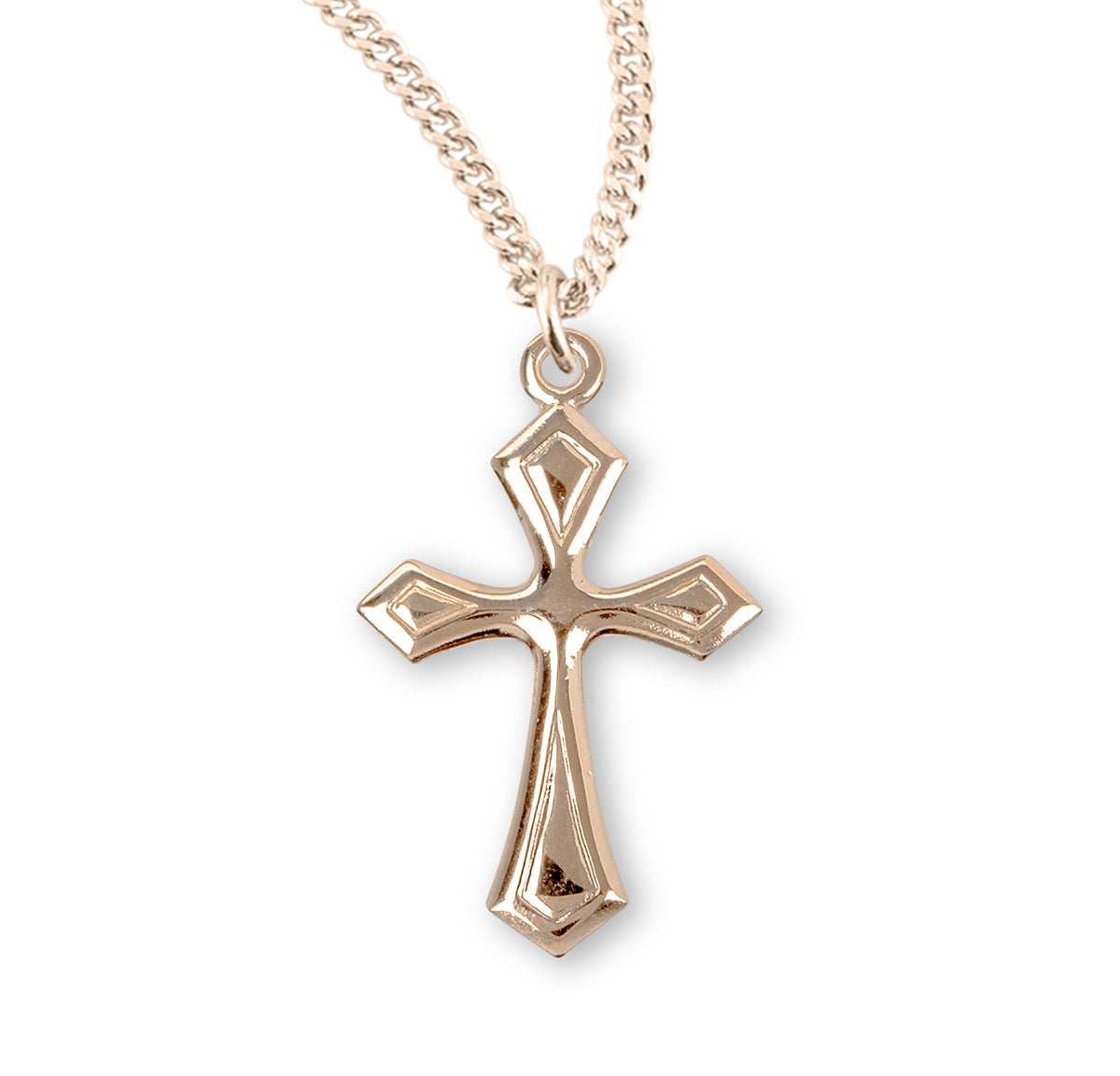 Large Fancy Cross Necklace, Gold Over Sterling Silver