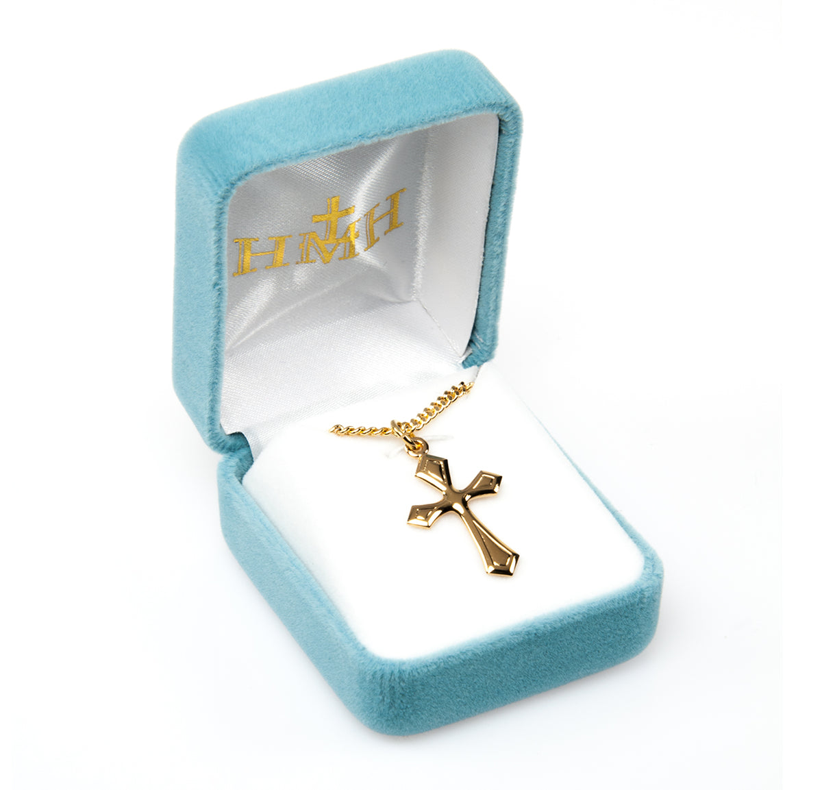 Large Fancy Cross Necklace, Gold Over Sterling Silver