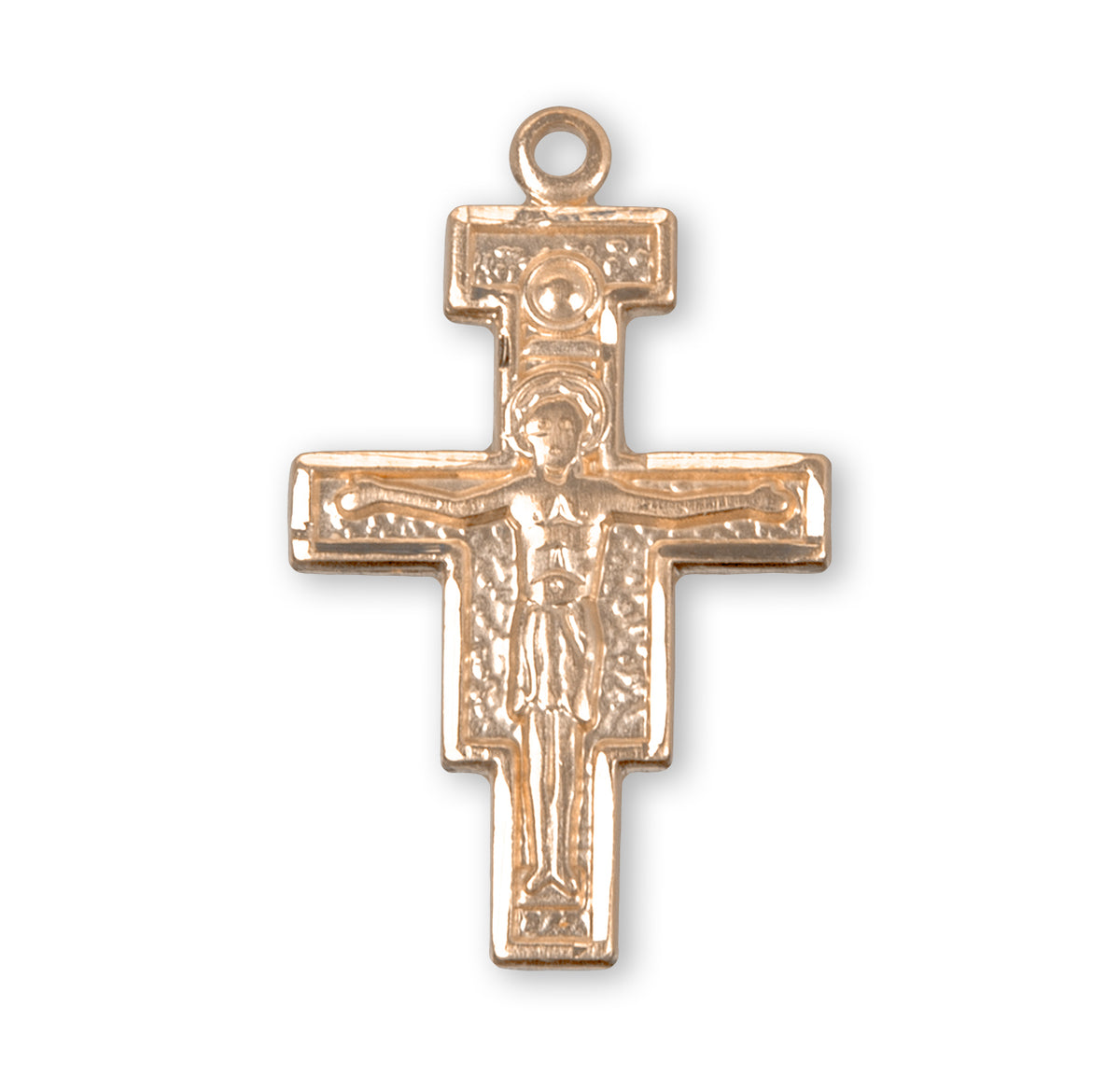 San Damiano Crucifix Necklace, Gold Over Sterling Silver