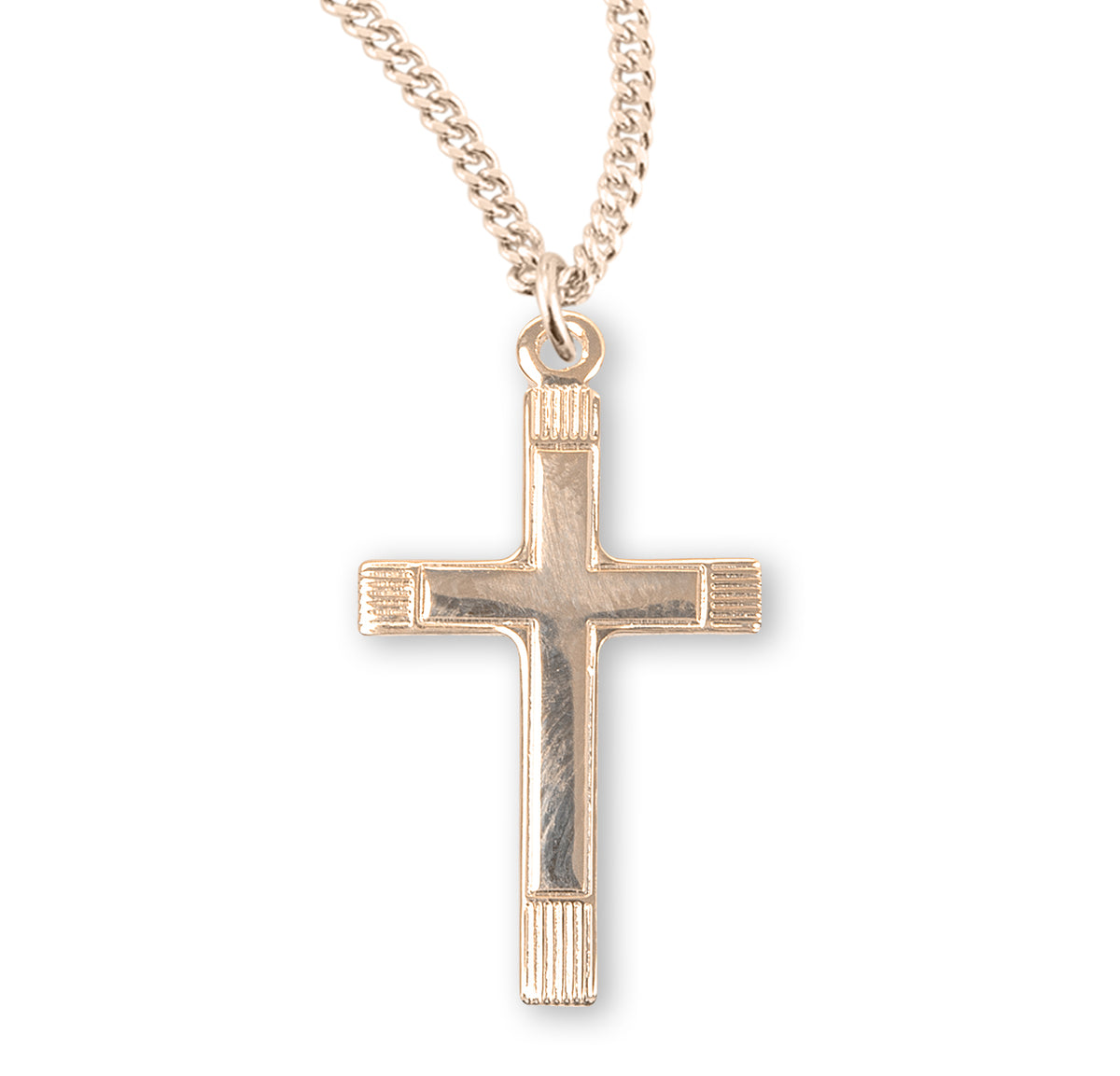 Lightweight Large Fancy Cross Necklace, Gold Over Sterling Silver