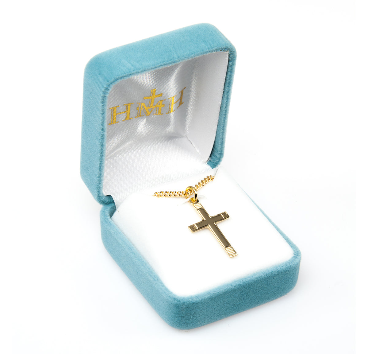 Lightweight Large Fancy Cross Necklace, Gold Over Sterling Silver