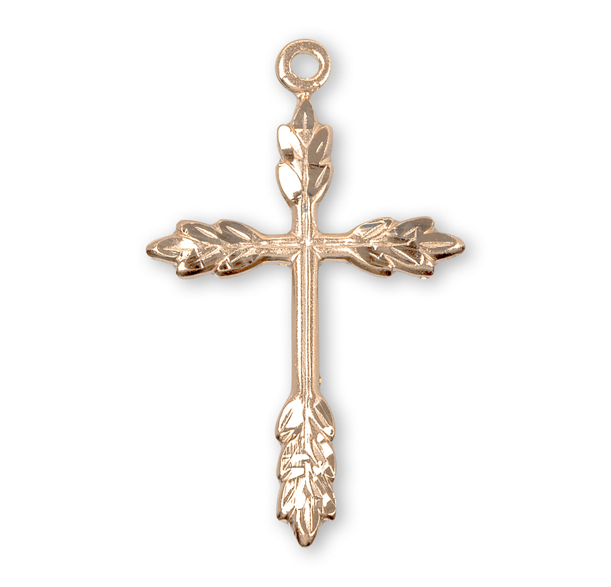 Large Wheat Cross Necklace, Gold Over Sterling Silver