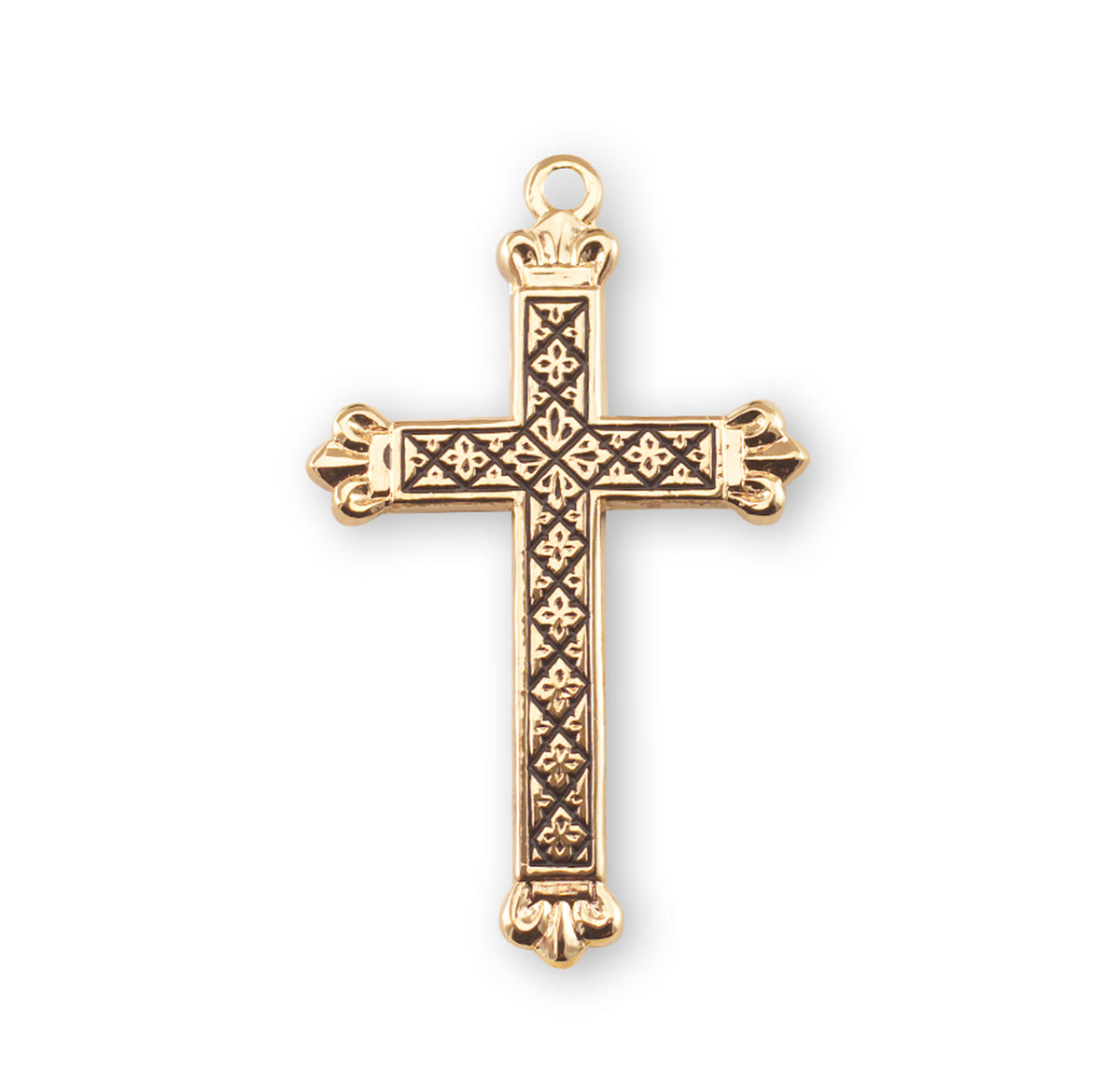 Cross Necklace with Black Enamel, Gold Over Sterling Silver