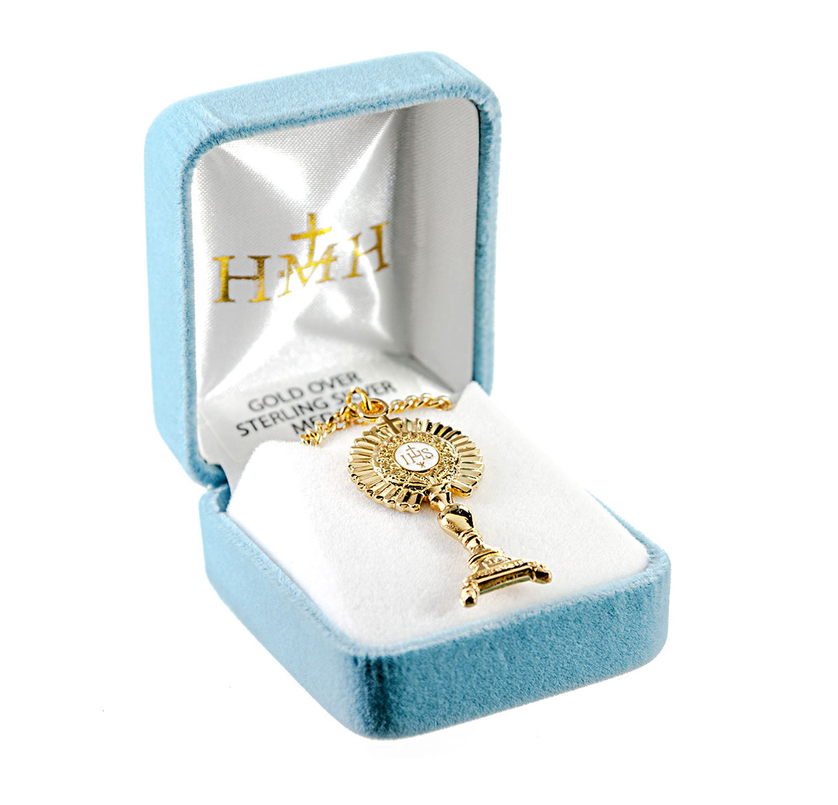 Extra Large Monstrance Pendant Necklace, Gold Over Sterling Silver