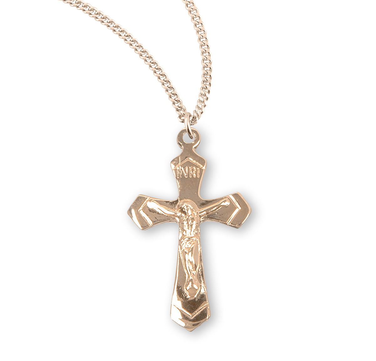 High Polish Crucifix Necklace, Gold Over Sterling Silver