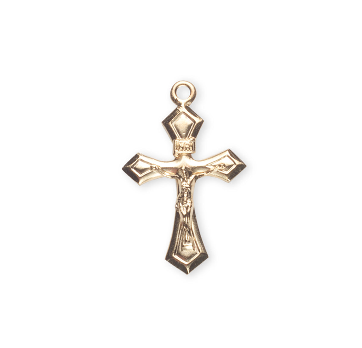 Pointed Tapered Crucifix Necklace, Gold Over Sterling Silver