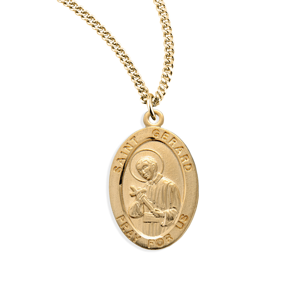 Saint Gerard Oval Medal Necklace, Gold Over Sterling Silver