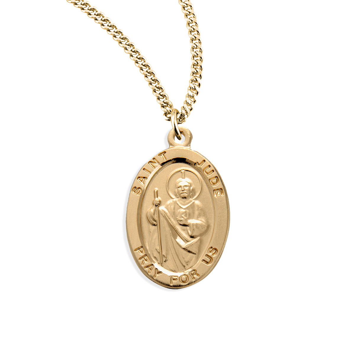 Saint Jude Oval Medal Necklace, Gold Over Sterling Silver