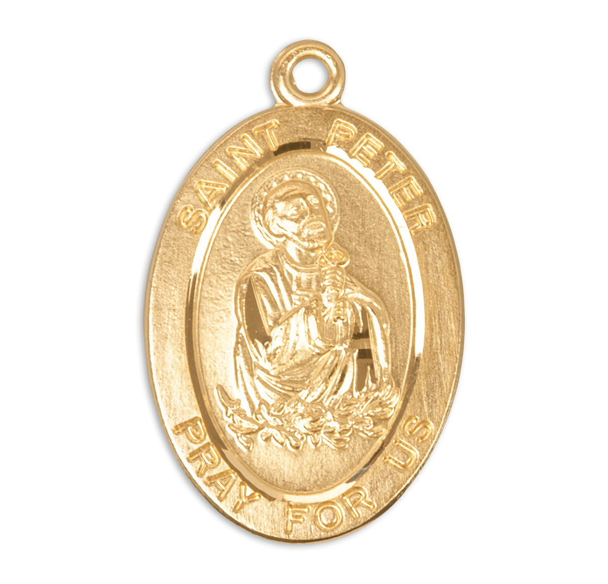 Saint Peter Oval Medal Necklace, Gold Over Sterling Silver