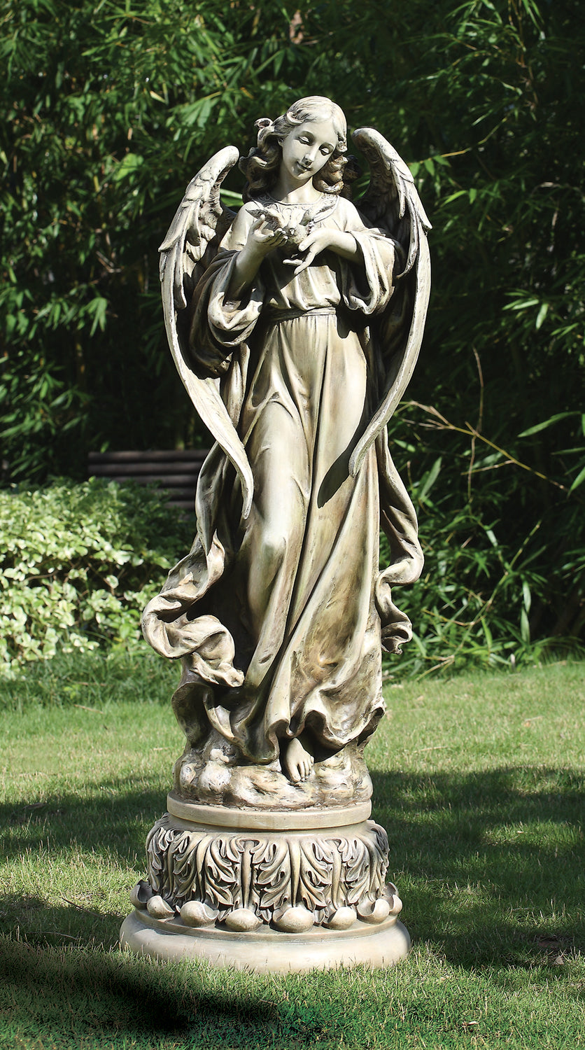 Garden Angel with Dove Statue - 46.75"H
