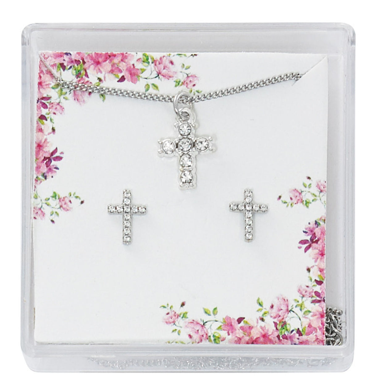Crystal Cross Earrings Pendant Set for Girls