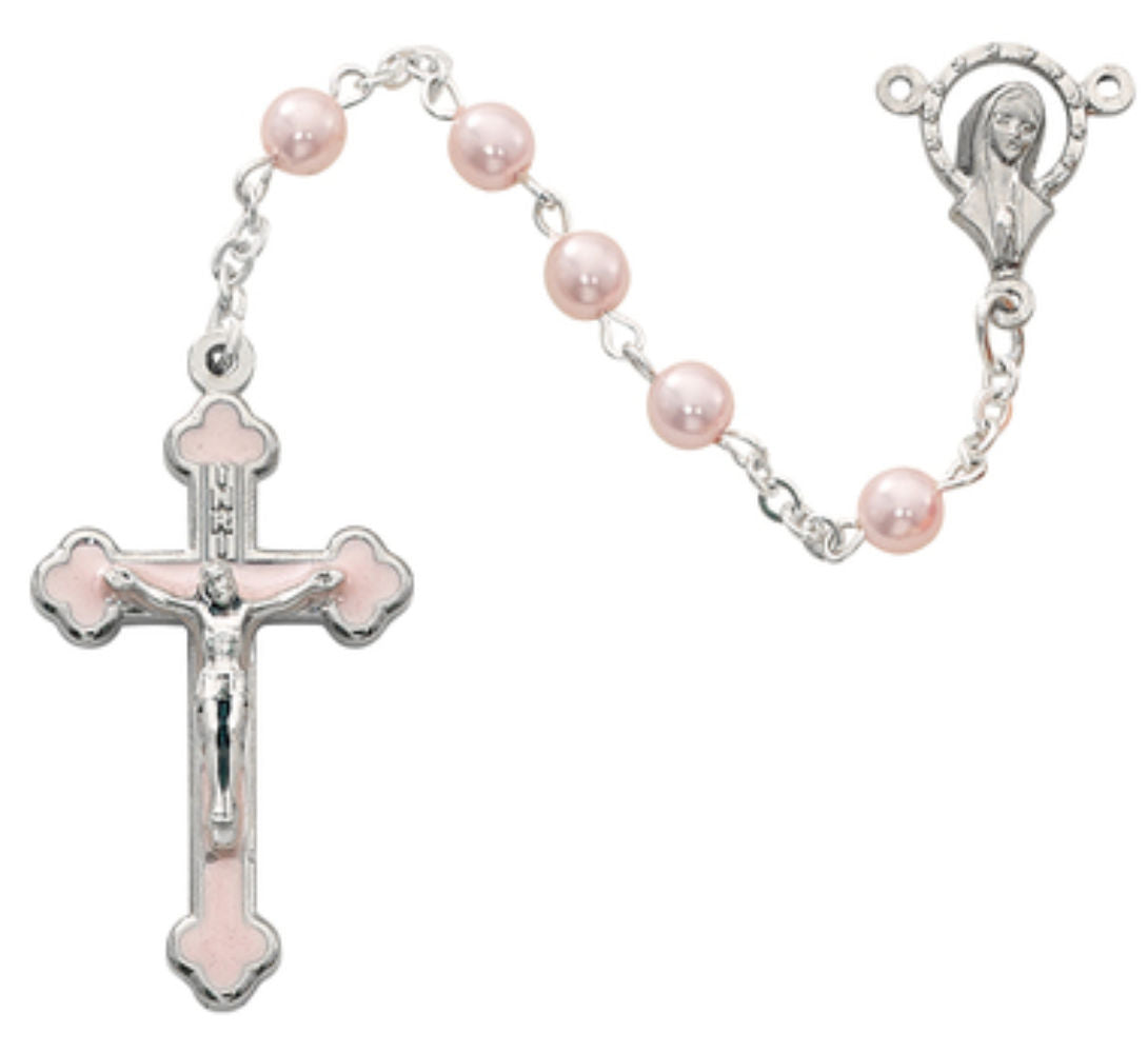 Pink Enamel Rosary for Girls