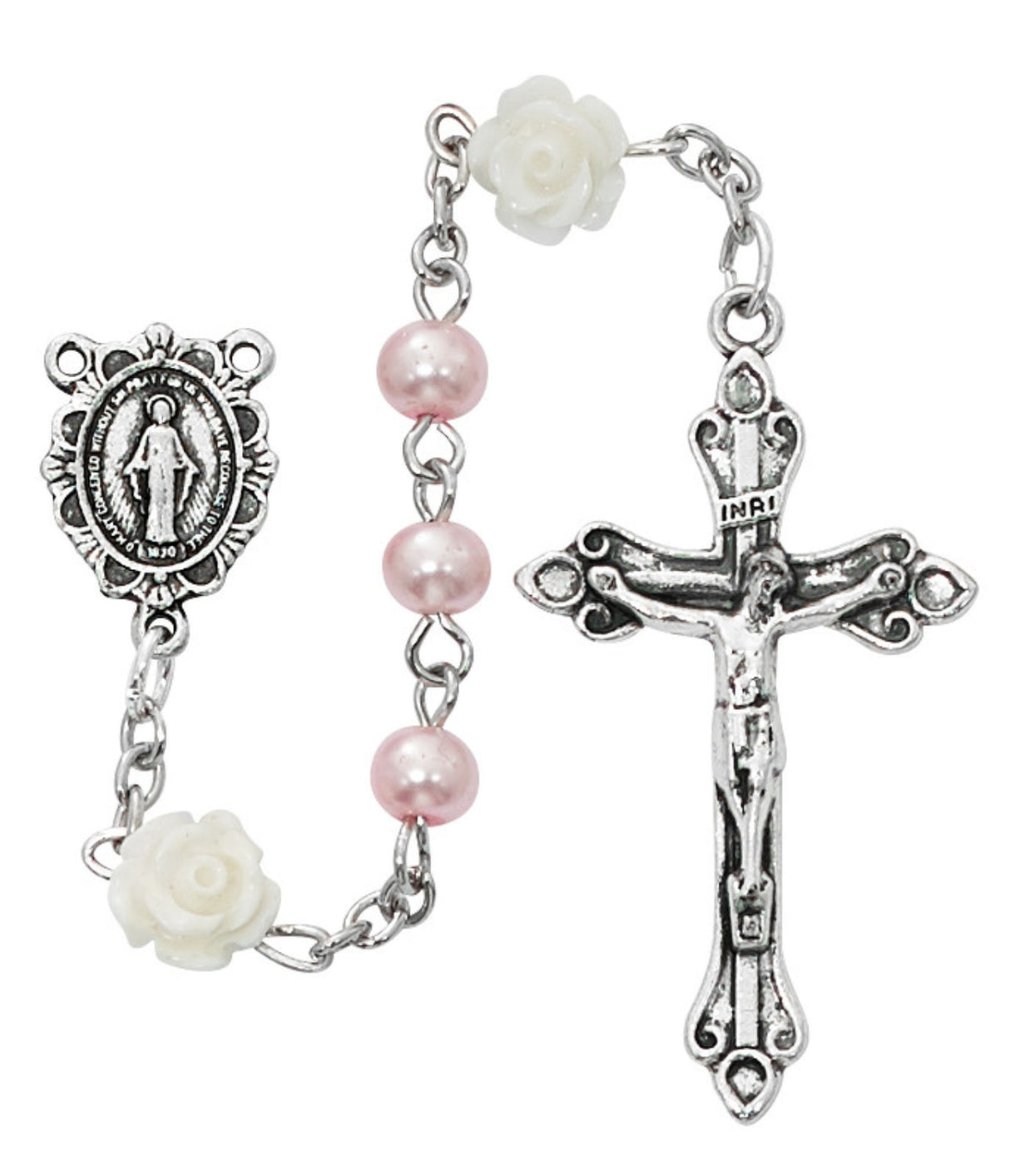 Pink and Flower Rosary for Girls
