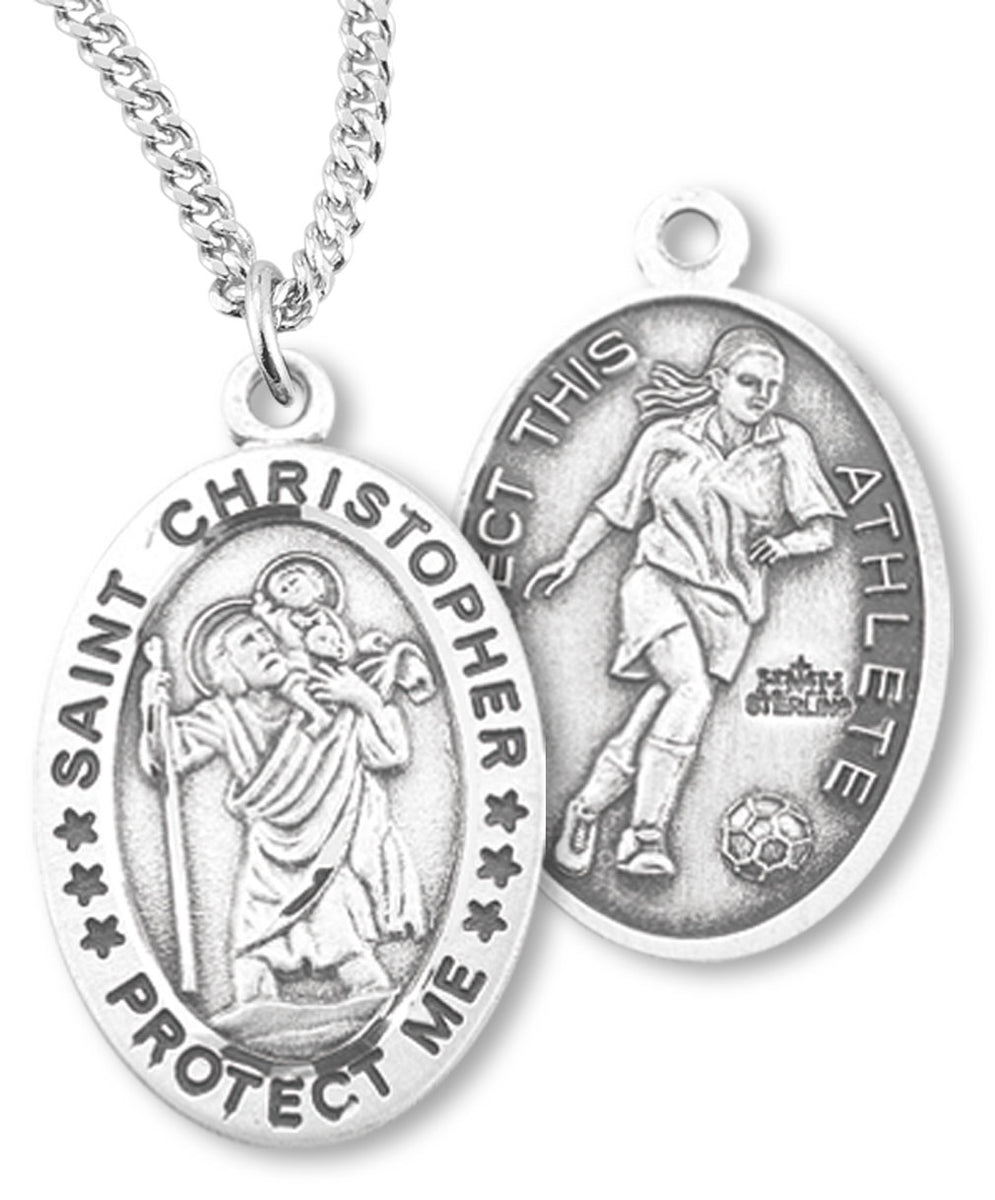Saint Christopher Soccer Medal | Sterling Silver