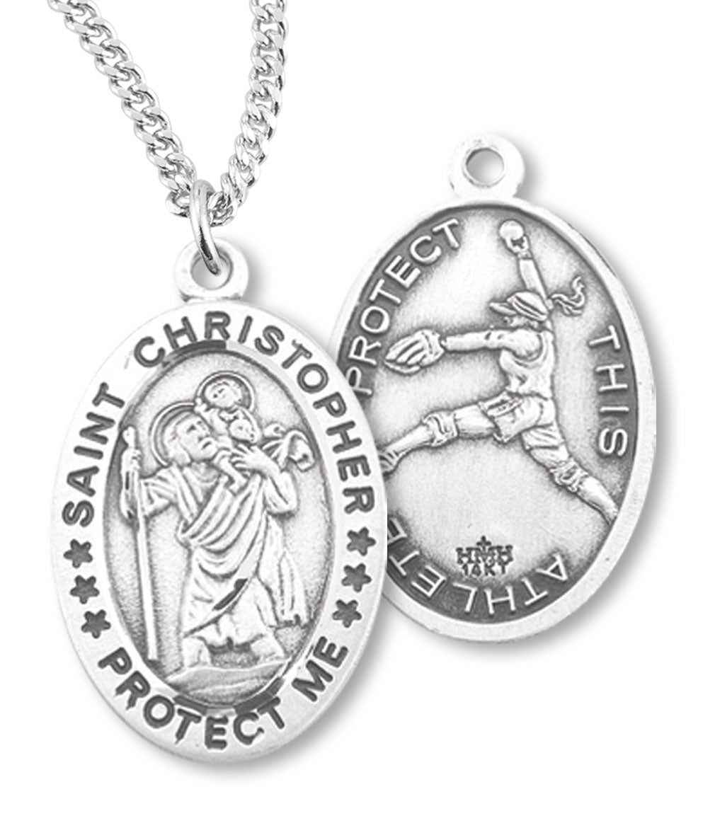 St. Christopher Softball Sterling Silver Medal for Girls
