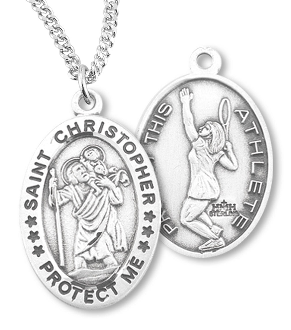 St. Christopher Tennis Medal Sterling Silver for Women
