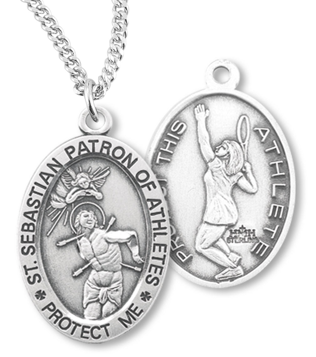 St. Sebastian Tennis Medal Sterling Silver for Women