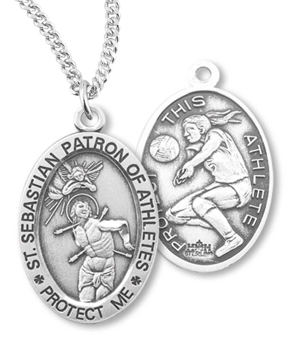St. Sebastian Volleyball Medal Sterling Silver for Women