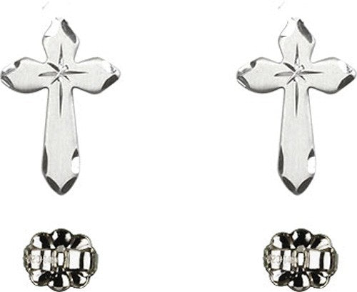 Sterling Silver Cross Post Earrings for Girls