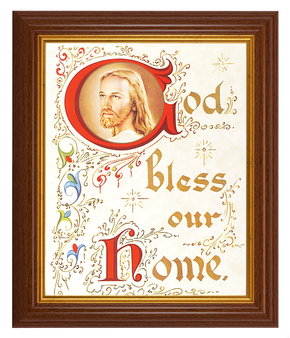 God Bless Our Home 8x10 Textured Artboard Dark Walnut Frame